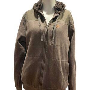 Coleman Jacket Fleece Lined Sherpa Work Hoodie Sweatshirt Zip Men's M Brown